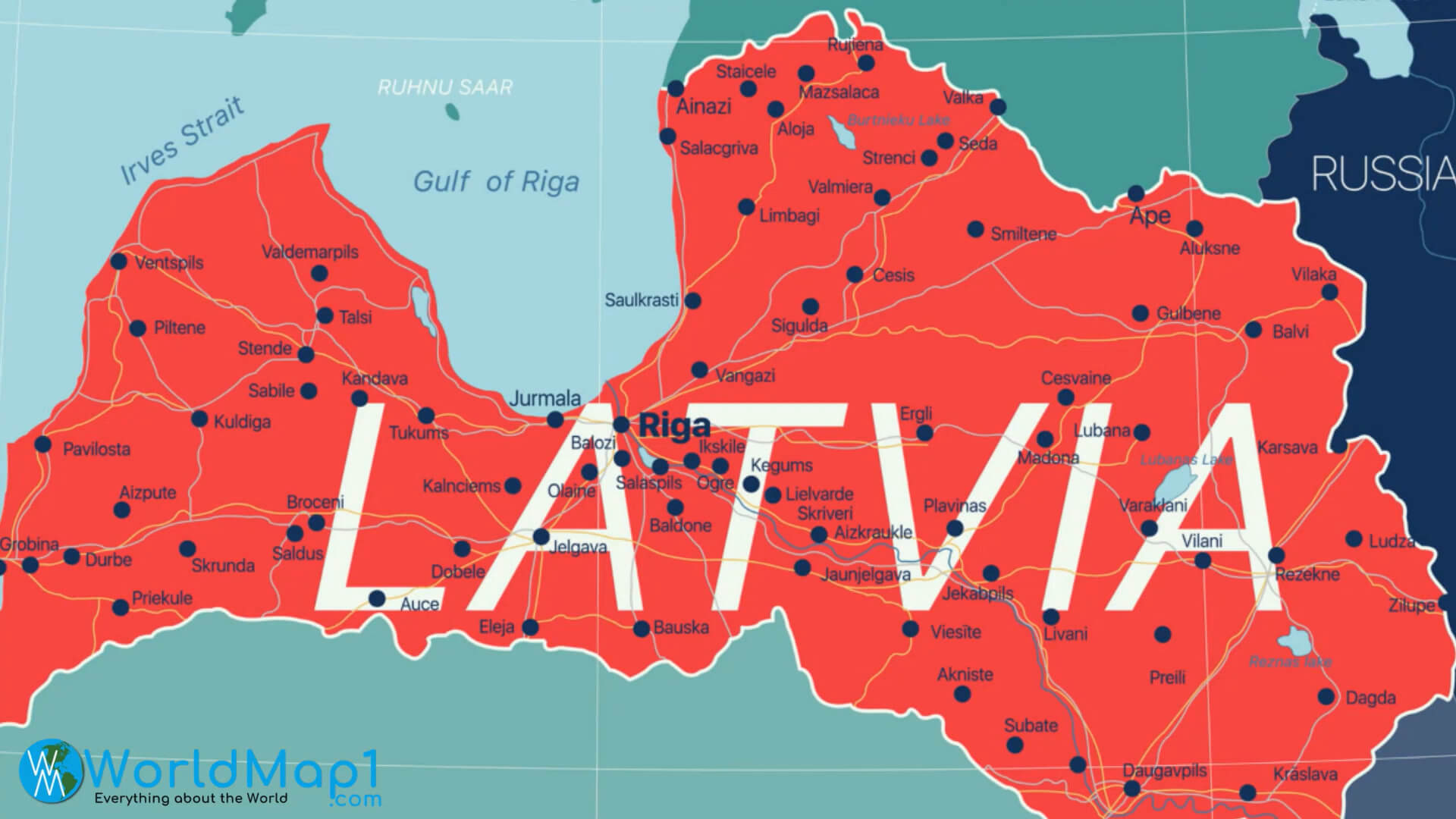 Latvia Major Cities Map